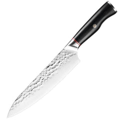 Hammered Kitchen Knife Set, High-Carbon Stainless Steel Blade and Black Handle - Letcase