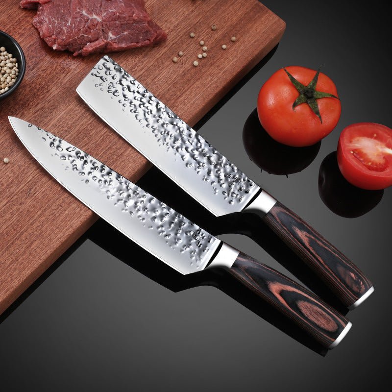 2 pcs Chef Knives Forged Meat Cleaver Stainless Steel Kitchen