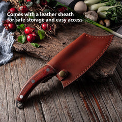 Hand Forged 6" Multipurpose Cleaver Knife With Leather Sheath - Letcase