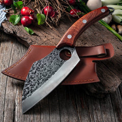 Hand Forged 6" Multipurpose Cleaver Knife With Leather Sheath - Letcase