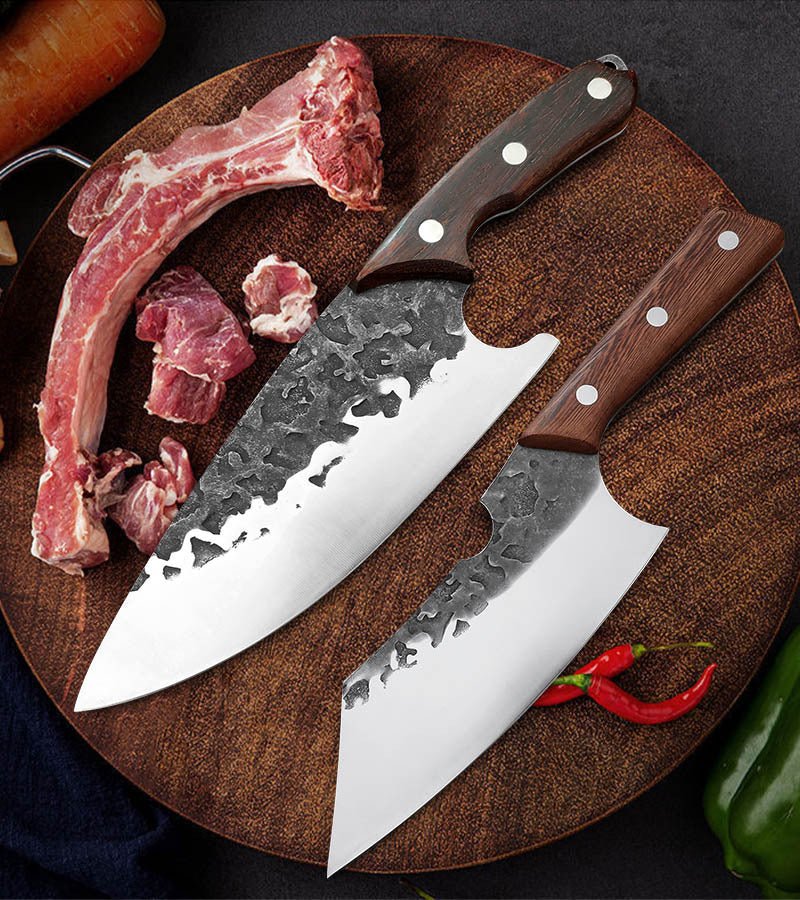 Hand Forged Cleaver Knife Set - 4 Piece - Letcase