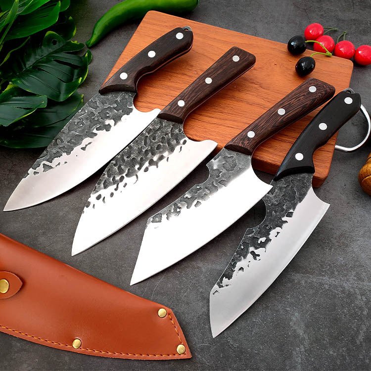 Hand Forged Cleaver Knife Set - 4 Piece - Letcase
