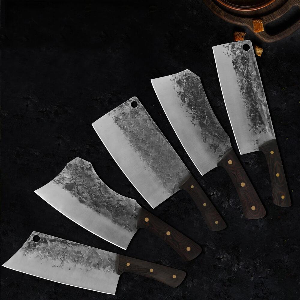 Kitchen Knife Set, Meat Cleaver, Santoku Knife And Paring Knife
