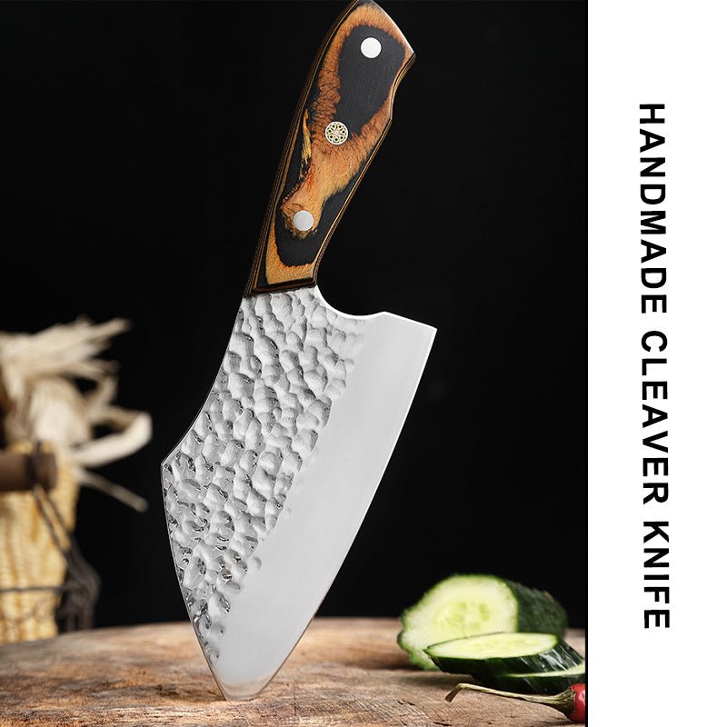 Hand Meat Cleaver Knife With Leather Sheath, 6 Inch, 2Piece