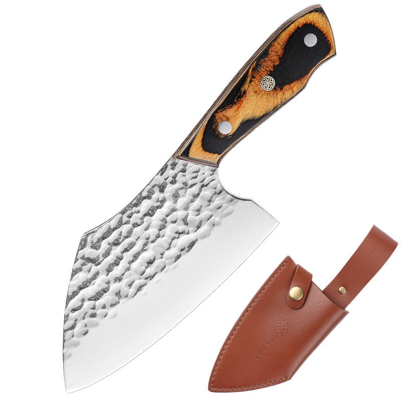 Hand Meat Cleaver Knife With Leather Sheath, 6 Inch, 2Piece