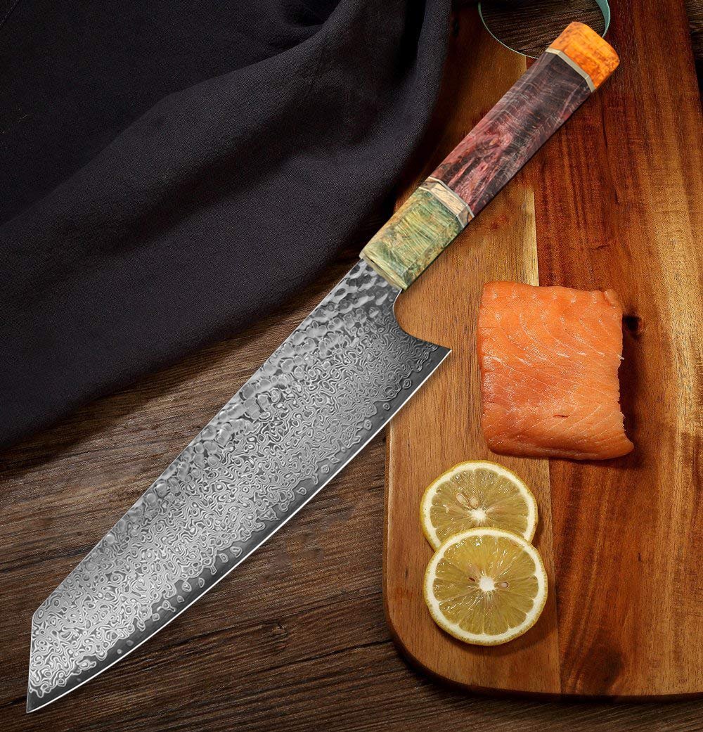 Hand Forged Sharp Damascus Kitchen Knives Octagonal Handle 