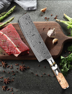 Handmade Damascus Steel Cleaver Knife, Sharp Chef Knife - Letcase