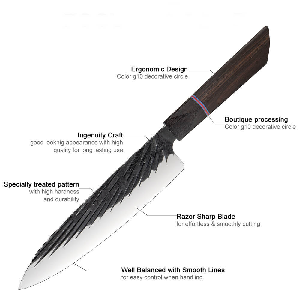 Handmade Japanese Kitchen Knife Set With Ebony Handle - Letcase