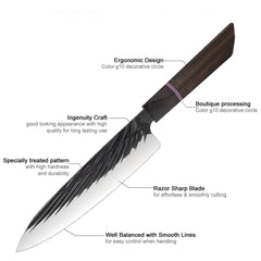 Handmade Japanese Kitchen Knife Set With Ebony Handle - Letcase