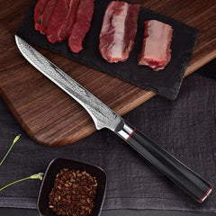 Japanese Boning Knife, 5.5" AUS-10 Damascus Steel - Letcase
