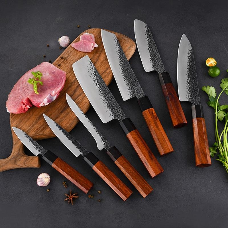 Japanese Cooking Knives Set, 7 Pieces Hand Forged Professional Knife Set - Letcase