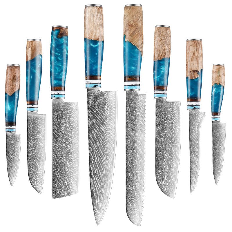 Japanese Damascus Kitchen Knife Set With VG10 Steel Core - Letcase