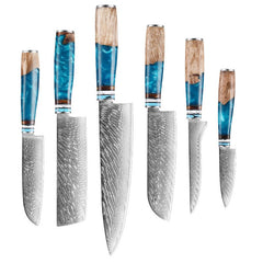 Japanese Damascus Kitchen Knife Set With VG10 Steel Core - Letcase
