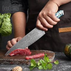 Japanese Damascus Steel Knife Set With Abalone Shell Handle - Letcase