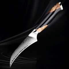 Japanese Damascus Steel Knife With Resin Stabilized Wood Handle - Letcase