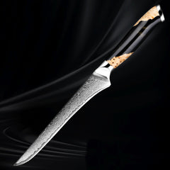 Japanese Damascus Steel Knife With Resin Stabilized Wood Handle - Letcase