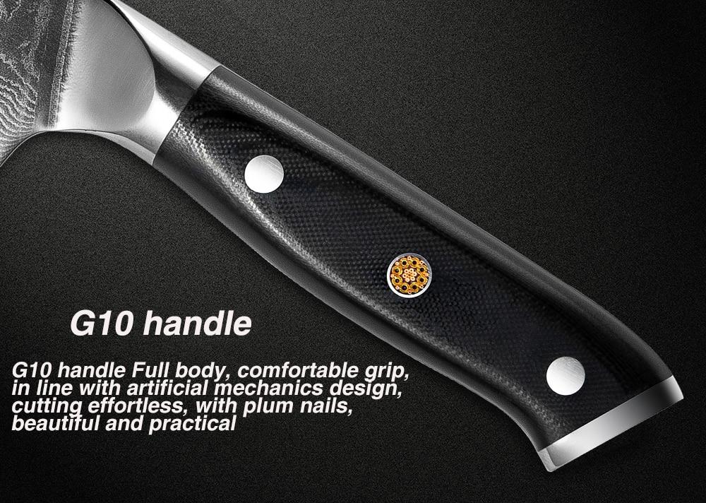 Damascus Nakiri knife G10 Handle