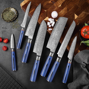 Japanese Kitchen Knife Set 7 PCS Damascus Steel Knives - Letcase