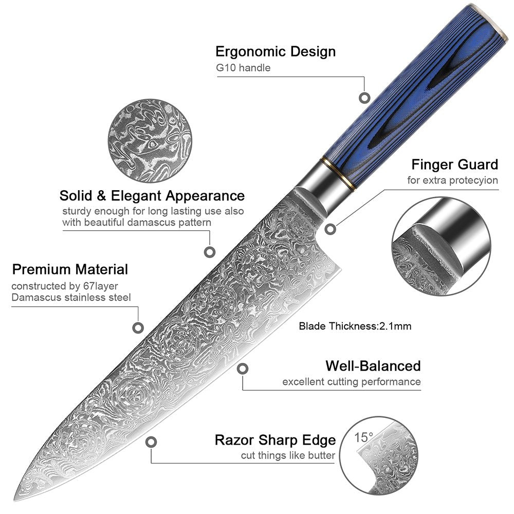 Japanese Kitchen Knife Set 7 PCS Damascus Steel Knives - Letcase