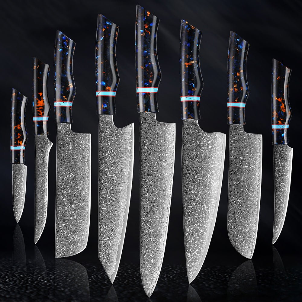 Japanese Kitchen Knife Set 8 Piece Damascus Knife Set - Letcase