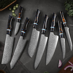 Japanese Kitchen Knife Set 8 Piece Damascus Knife Set - Letcase