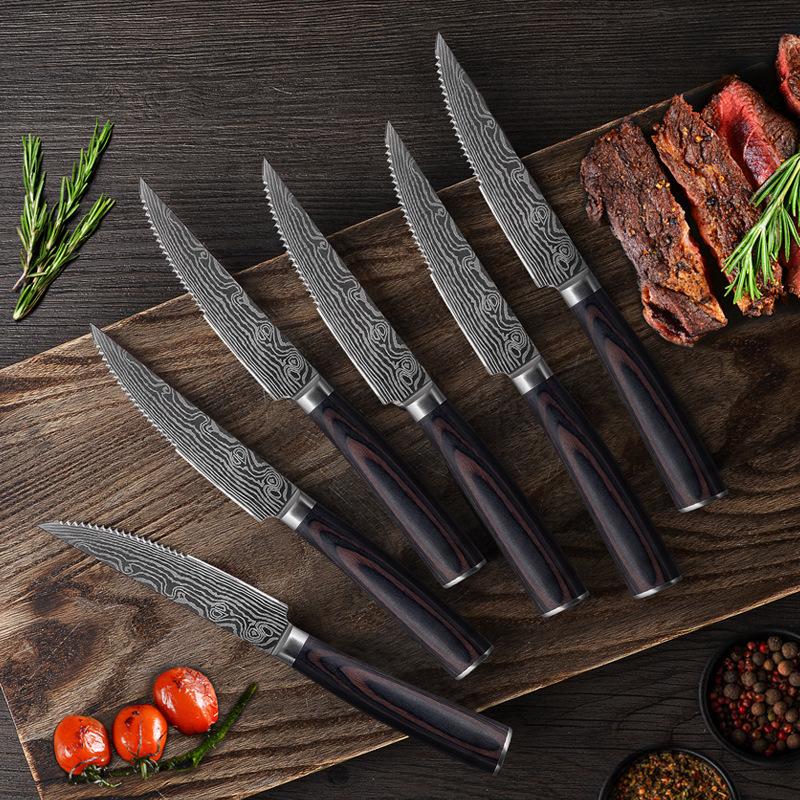 Japanese Steak Knife Set, 5 Inch Serrated Steak Knives - Letcase