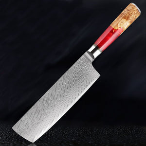 Japanese Vegetable Knife 7 Inch VG-10 Damascus Nakiri Knife - Letcase