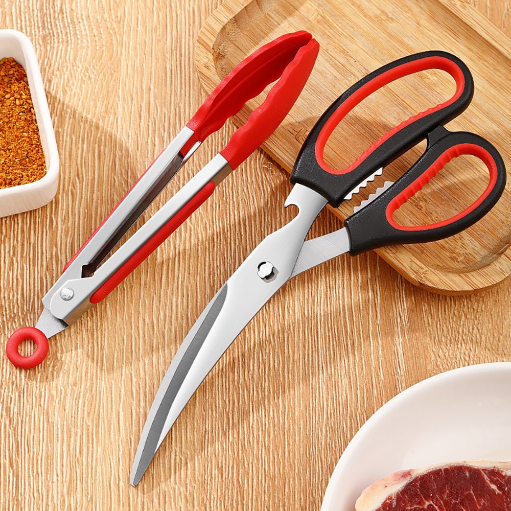 Kitchen Meat Scissors With Grill Tongs - Letcase