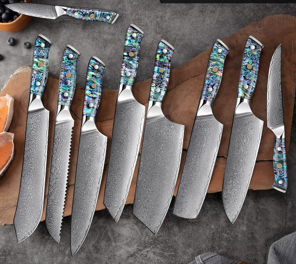KEEMAKE Damascus Steel Kitchen Knives Razor Sharp Meat Cutting