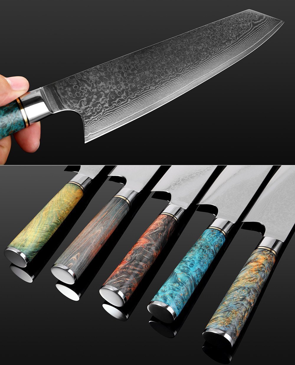 Kitchen Knife Set 9 Pcs Japanese AUS-10 Damascus Steel Chef Knife Set –  Best Buy Damascus