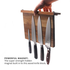 Letcase Acacia Wood Magnetic Knife Block Holder(Without Knives) - Letcase