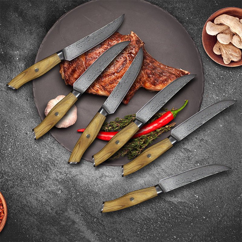 Steak Knives,Serrated Steak Knives Set of 6,Premium One Piece