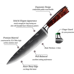 Premium Knife Set High Carbon Steel Kitchen Knives With Red Resin Handle - Letcase