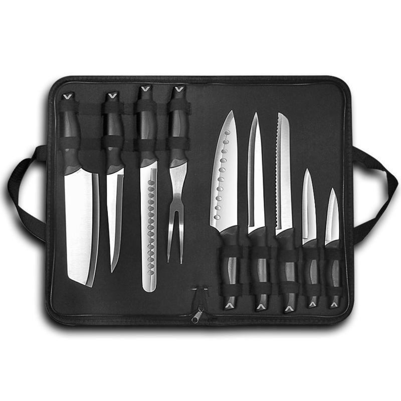 Chef Knife Set Knives Kitchen Set - Stainless Steel Kitchen Knives Set with Stand 7 Pieces, Black