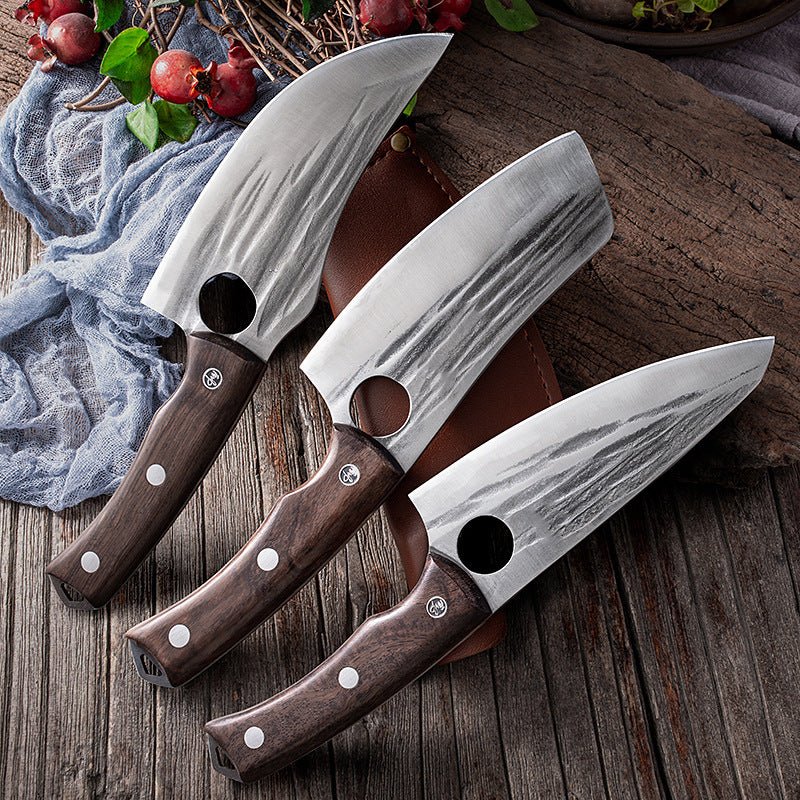 Professional Butcher Knife Set With Leather Sheath 