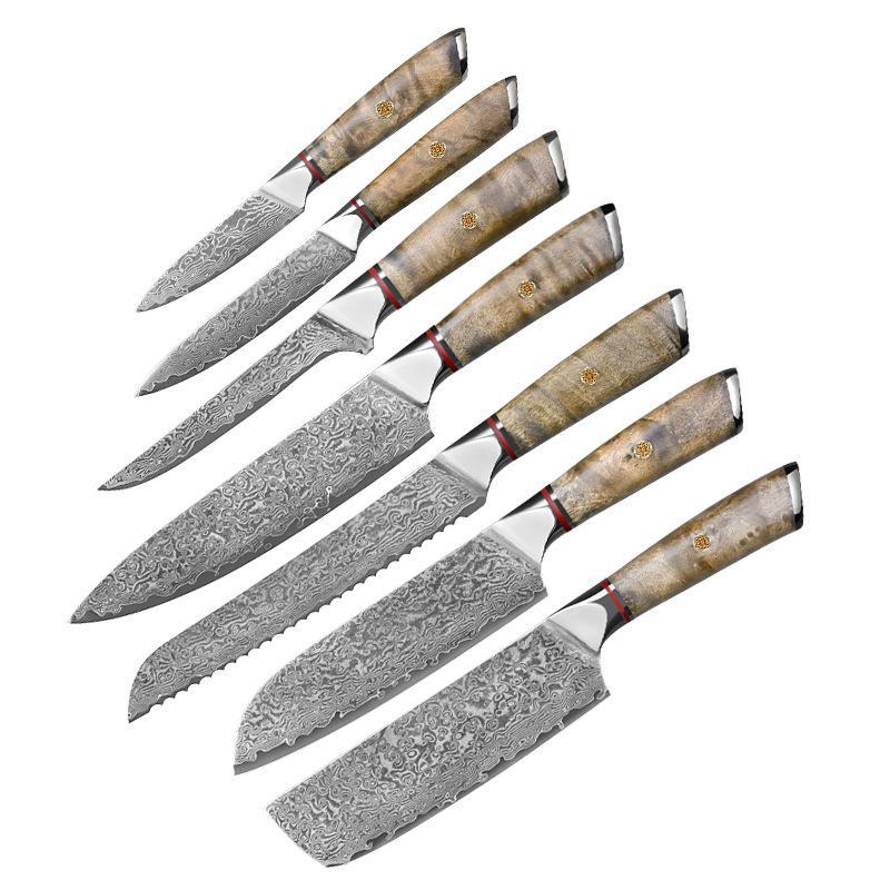 Professional Damascus Kitchen Knife Set - Letcase