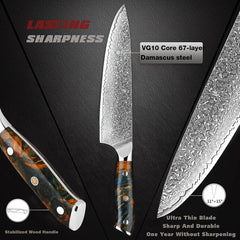 Professional Japanese Damascus Chef Knife Set, 7-Piece - Letcase