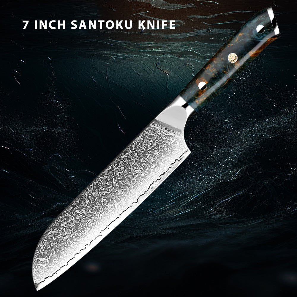 Professional Japanese Damascus Chef Knife Set, 7-Piece - Letcase