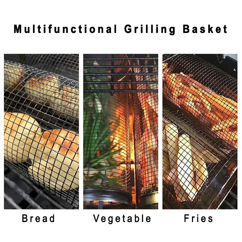 Rolling Grilling Basket for outdoor grill, BBQ, Non-stick - Letcase