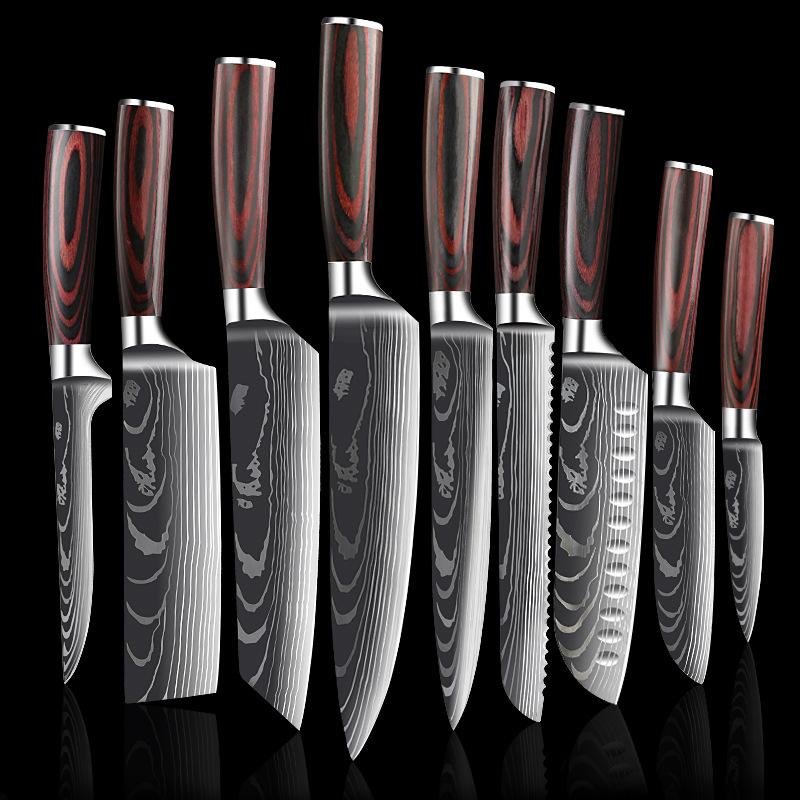 9-Piece Professional Japanese Stainless Steel Kitchen Knife Set