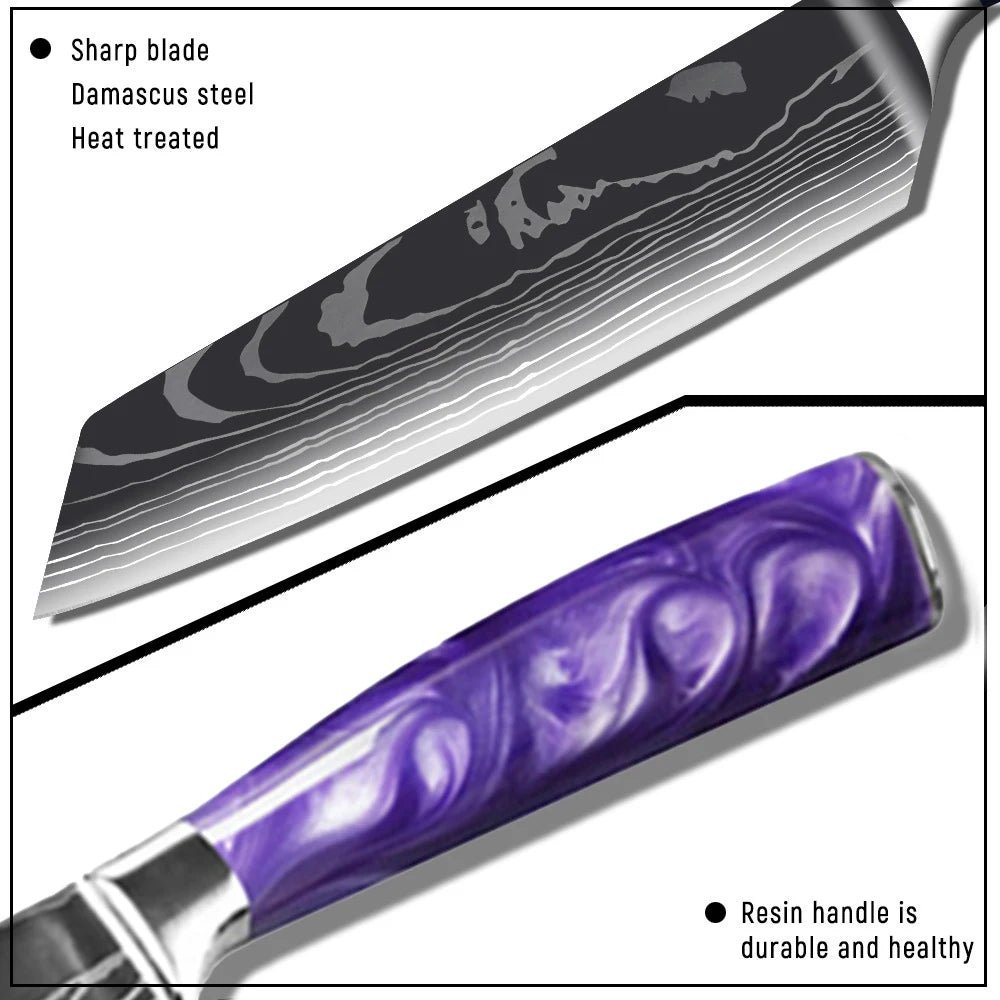 Starter Chef Knife Set With Purple Resin Handle - Letcase