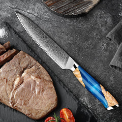 Steak Knives Set of 6, Damascus 5-inch Serrated Steak Knife - Letcase