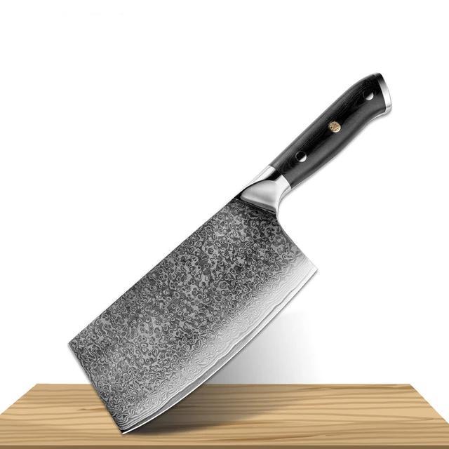 VG10 Chinese Cleaver, 7 Inch Damascus Steel - Letcase